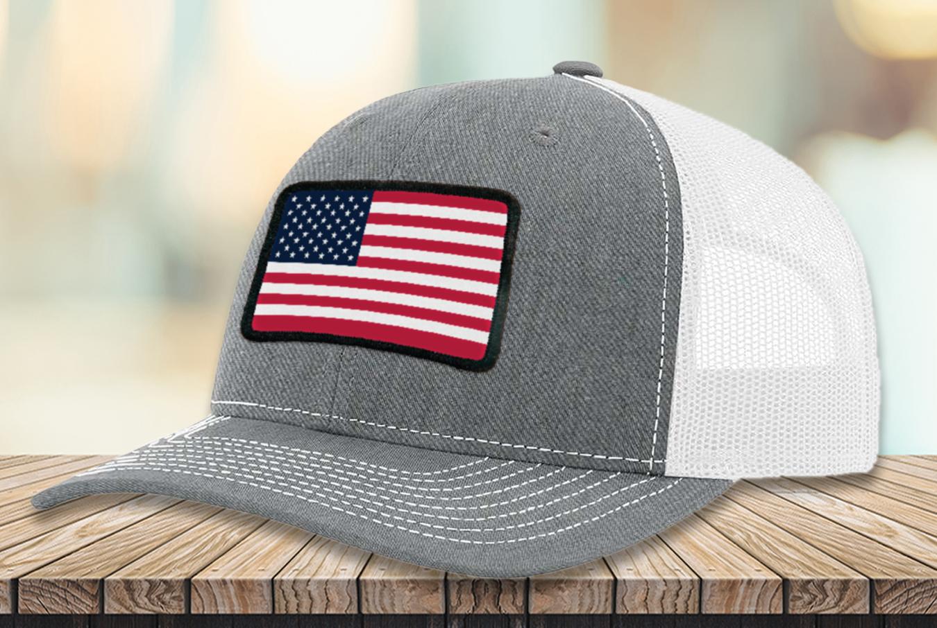 Heather Gray & White Flag Mesh Trucker Hat